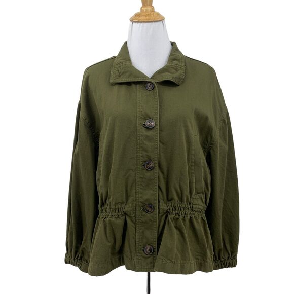 Madewell Highbury Military Jacket Button Up Womens S Small Avocado Stand Collar - Picture 1 of 13